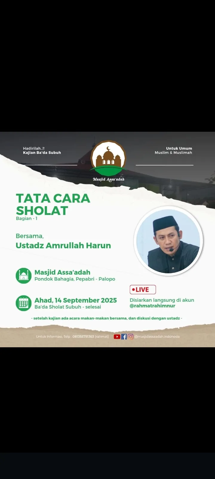 Dosen FUAD UIN Palopo Gelar Pengabdian Masyarakat melalui Kajian Ba’da Subuh di Masjid Assa’adah