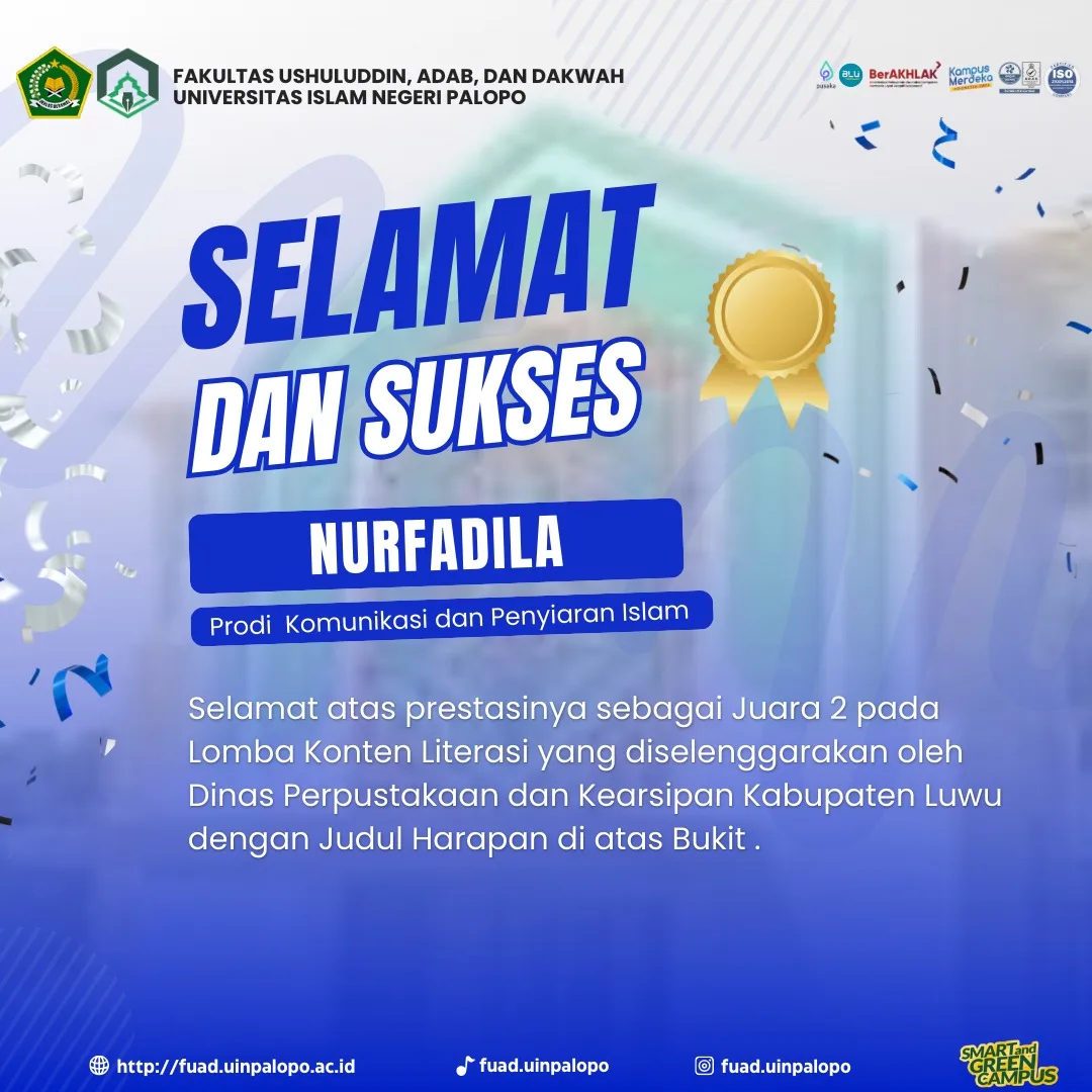 Mahasiswa FUAD UIN Palopo Raih Juara 2 Lomba Video Konten Dinas Perpustakaan dan Kearsipan Kabupaten Luwu